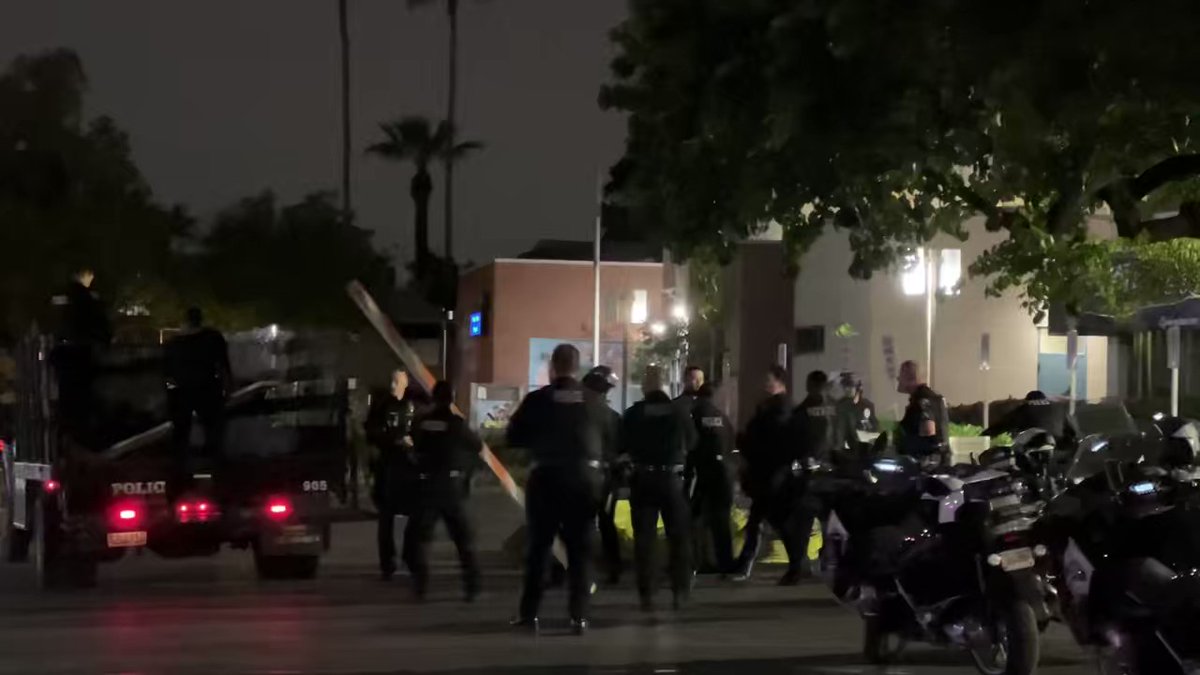 Protesters have left the area. Glendale police are  tearing down barriers outside the Glendale unified school district. Unlawful assembly has ended