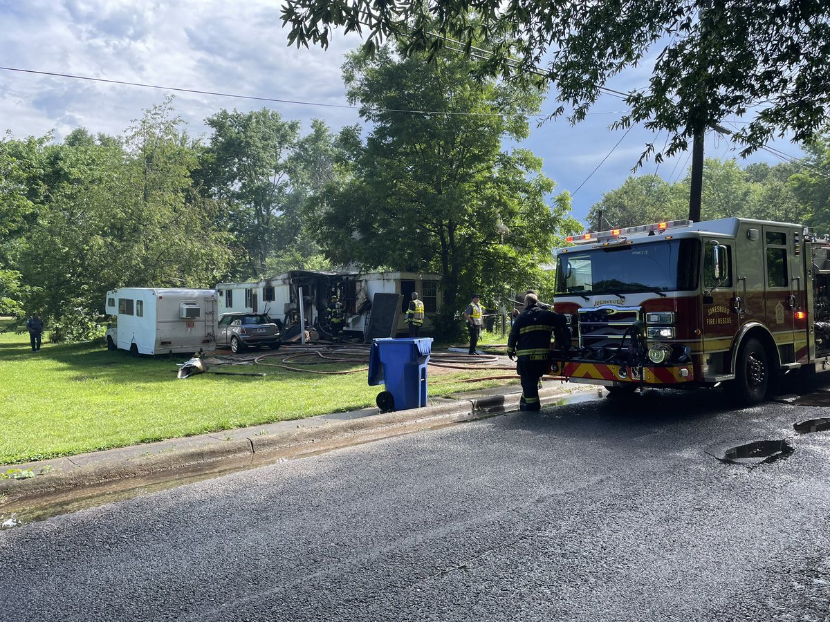 Emergency crews are on the scene of a house fire on the 500 block of W. Woodrow St. in Jonesboro.  Two people were taken to the hospital with injuries. Cause the fire is still unknown