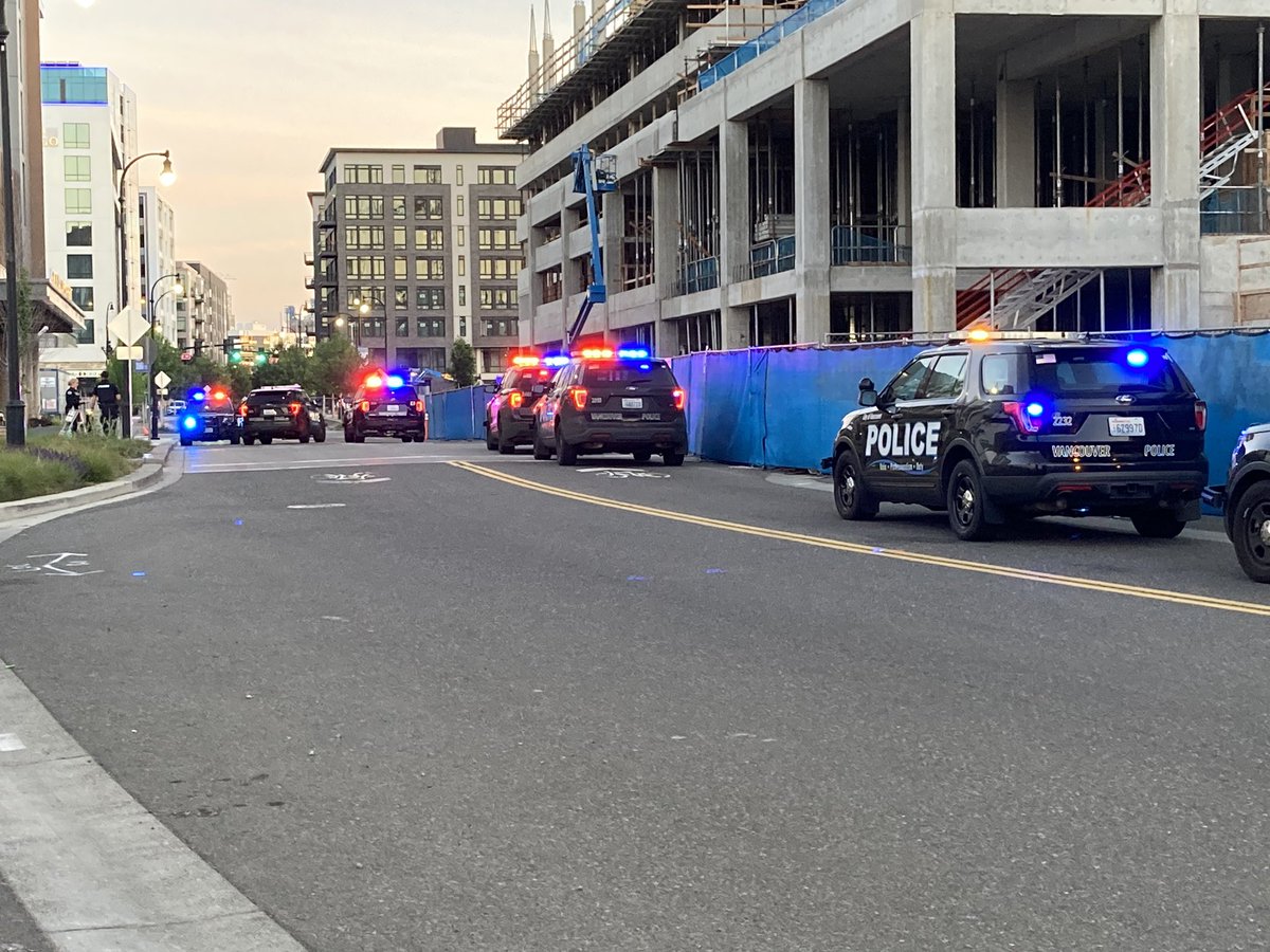 Vancouver Police on scene of a reported shooting in the 300 block of West Columbia Way