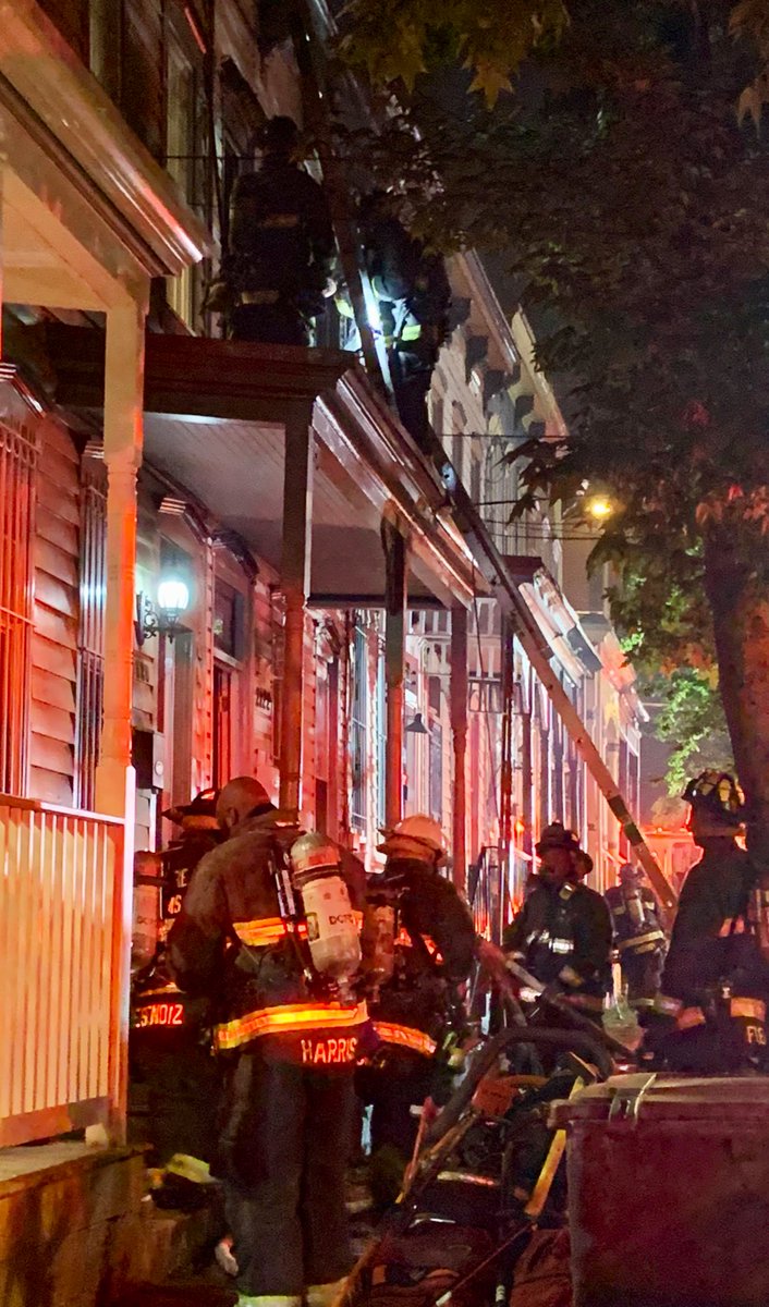 Working Fire  2100 block 13th St SE. Fire under control. No injuries reported. Intensive firefighting efforts prevented further spread in a block long row of attached frame houses. Currently 5 residents and 2 pets displaced, but number may rise. DC firefighters