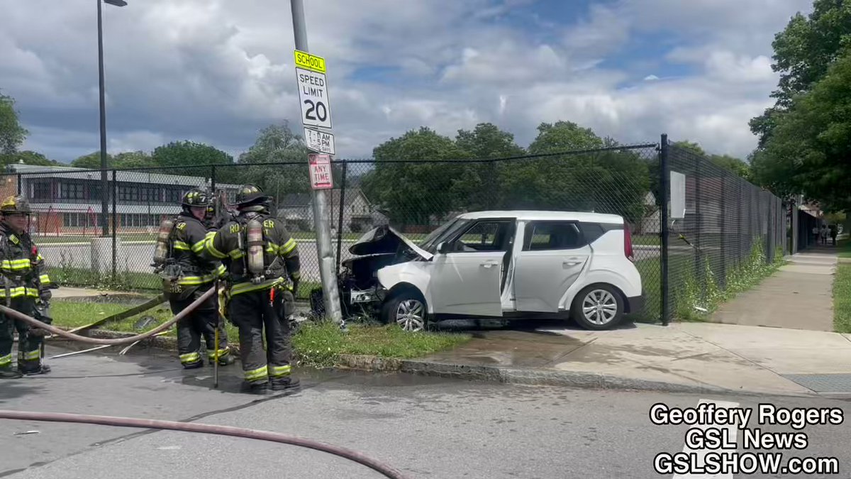 Multiple juvenile suspects crashed a stolen Kia at the corner of Reynolds Street and Frost Avenue. The stolen Kia then caught fire and the suspects ran away