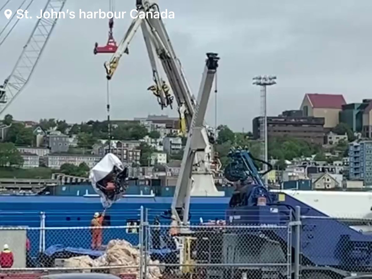 Human remains found in Titanic-tour sub wreckage. StJohnsport   Canada. The wreckage of the Titan submersible has been successfully retrieved from the sea floor has has arrived at St. John’s harbour in Canada. The Titan, which is believed to have imploded last week about 1,600 feet from the Titanic, tragically claimed the lives of all five crew members on board. The Coast Guard has confirmed that presumed human remains were found within the wreckage. United States medical professionals will now conduct a formal analysis.