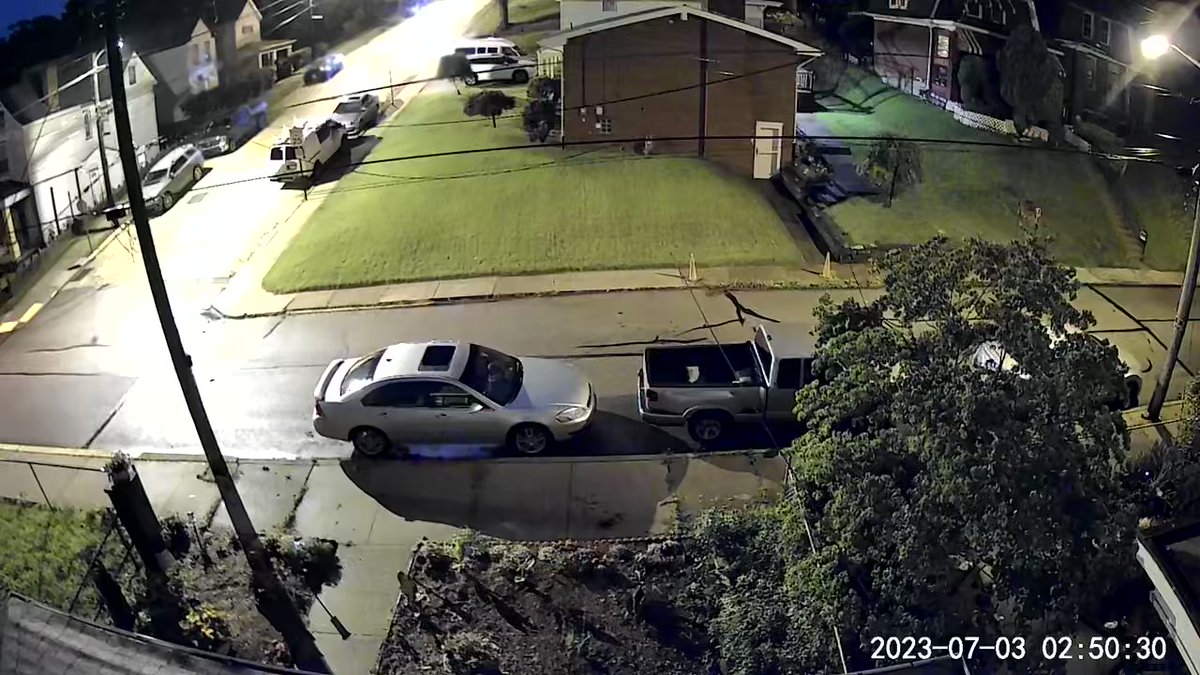 Car caught on a neighbor's doorbell camera. Police say the car took off after an officer tried to pull it over a few blocks away. nnA woman inside the home was taken to the hospital. She's expected to be ok