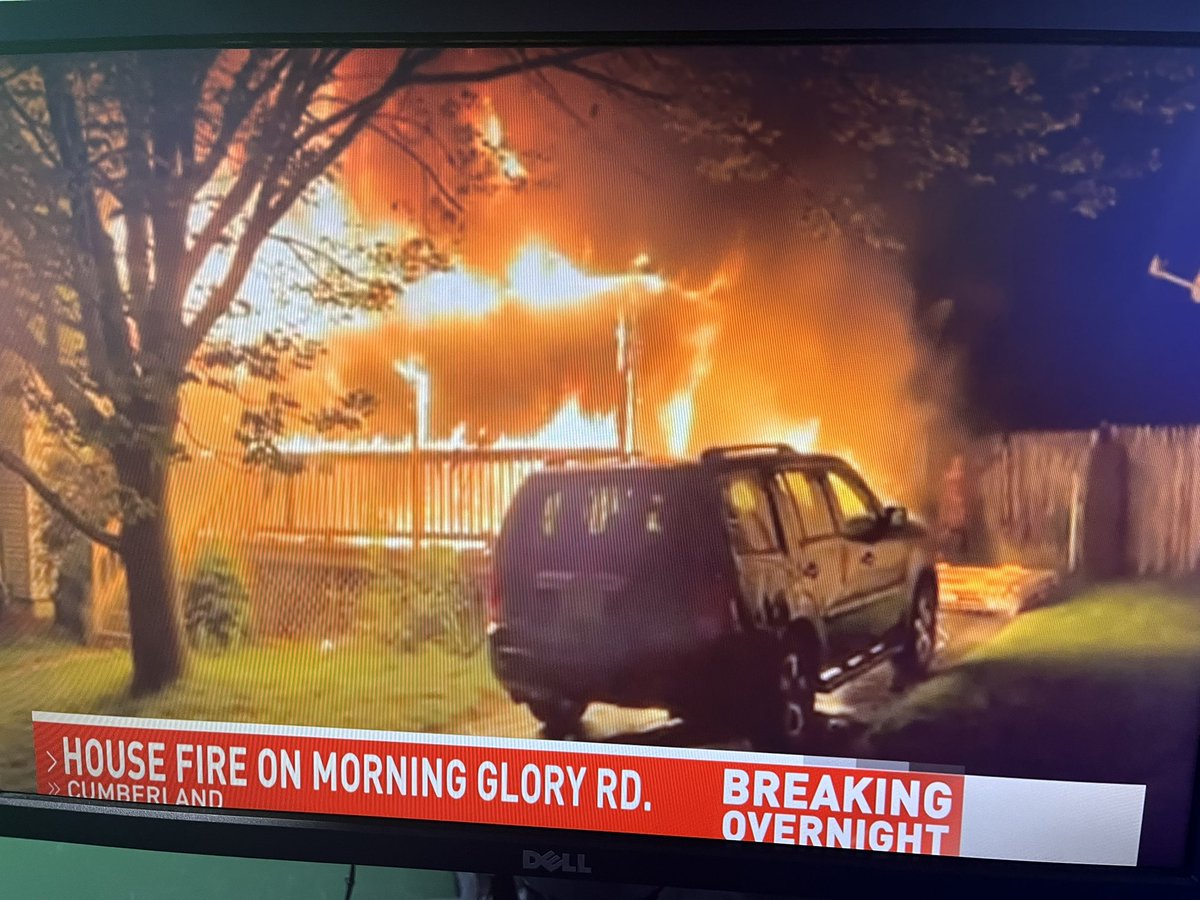 A massive fire damages a home on Morning Glory Rd in Cumberland.