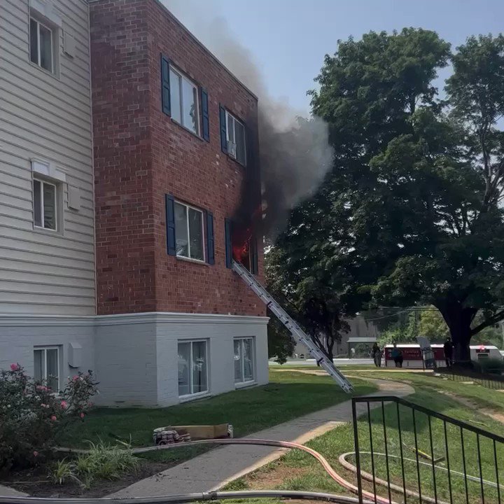 FCFRD units are on scene of an apartment fire in the 4200 blk of Wadsworth Ct in the Annandale area. Crews arrived with fire showing from an apartment window. Fire is out. Multiple civilians rescued via ground ladders. No firefighter injuries reported
