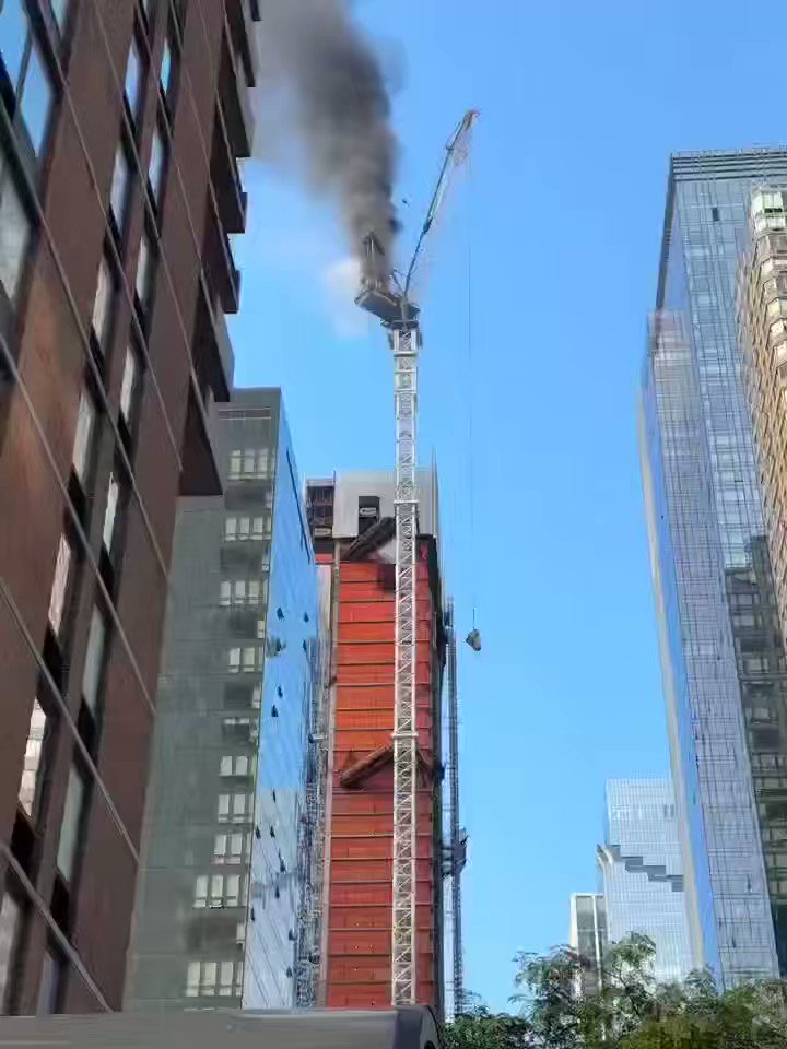 CRANE FIRE nd a; COLLAPSE NYC. (NYC) Manhattan, NY 4 ALARM at 550 10th Ave, 4th alm for a crane fire with  collapse on roof of a bldg under construction.