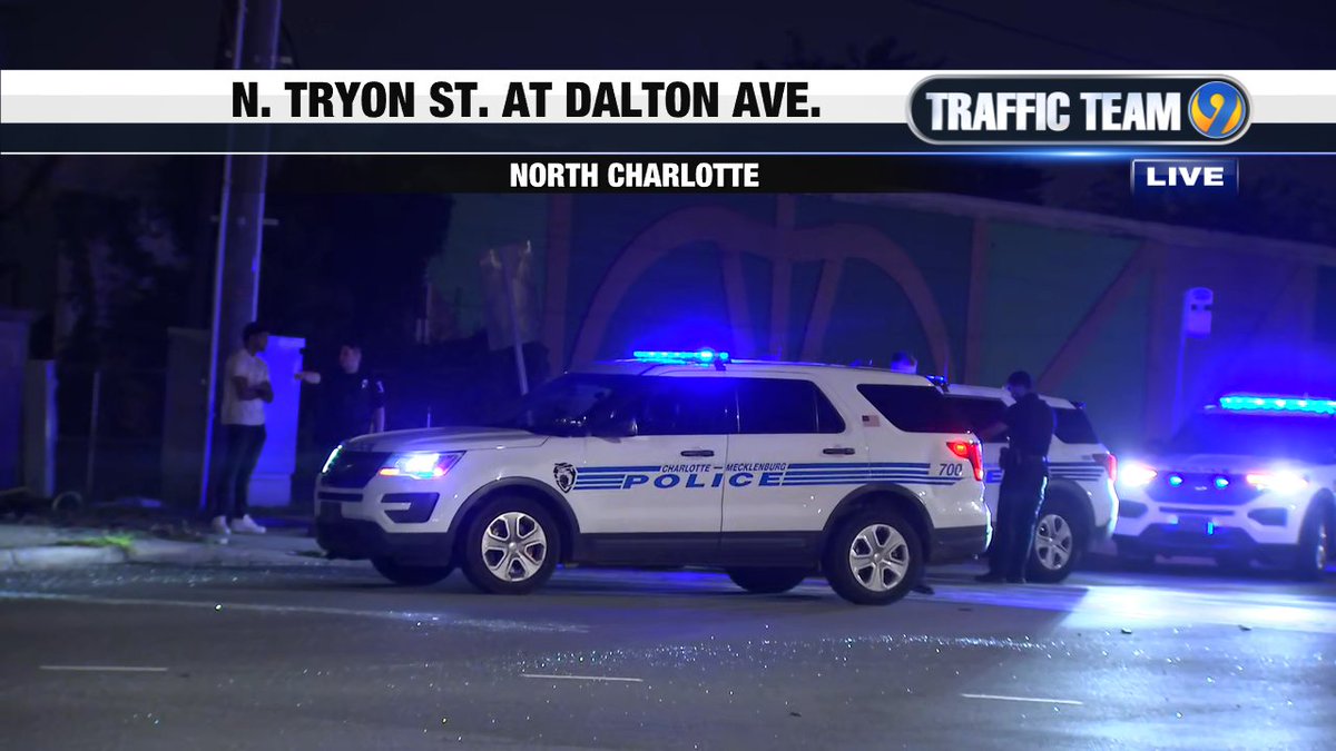 OB N. Tryon St. is down to 1 lane at Dalton Ave. after a car appears to have hit a guide wire knocking out power to the traffic signals
