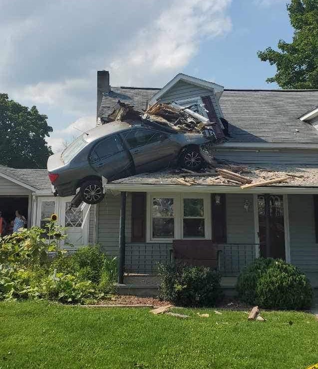 This driver had a close call after their car ended up crashing into the second floor of this Pennsylvania home