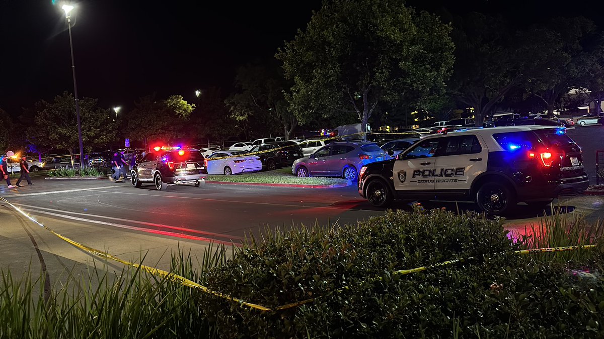 CITRUS HEIGHTS   Large law enforcement presence outside the National Career Education center in Citrus Heights. Police say a man was shot multiple times and that they're looking for a white vehicle.