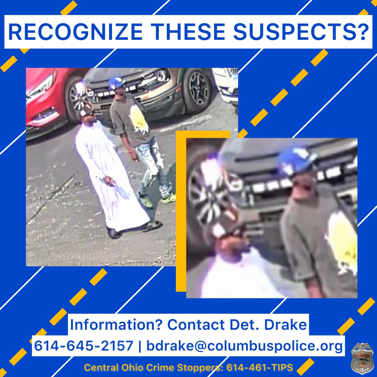 @ColumbusPolice detectives identify two suspects who stole two vehicles from a N.W. Columbus dealership. The individuals inquired about two vehicles at the Billingsley Rd. business on July 25, 2023. Later the same day, both suspects returned and drove off with the vehicles