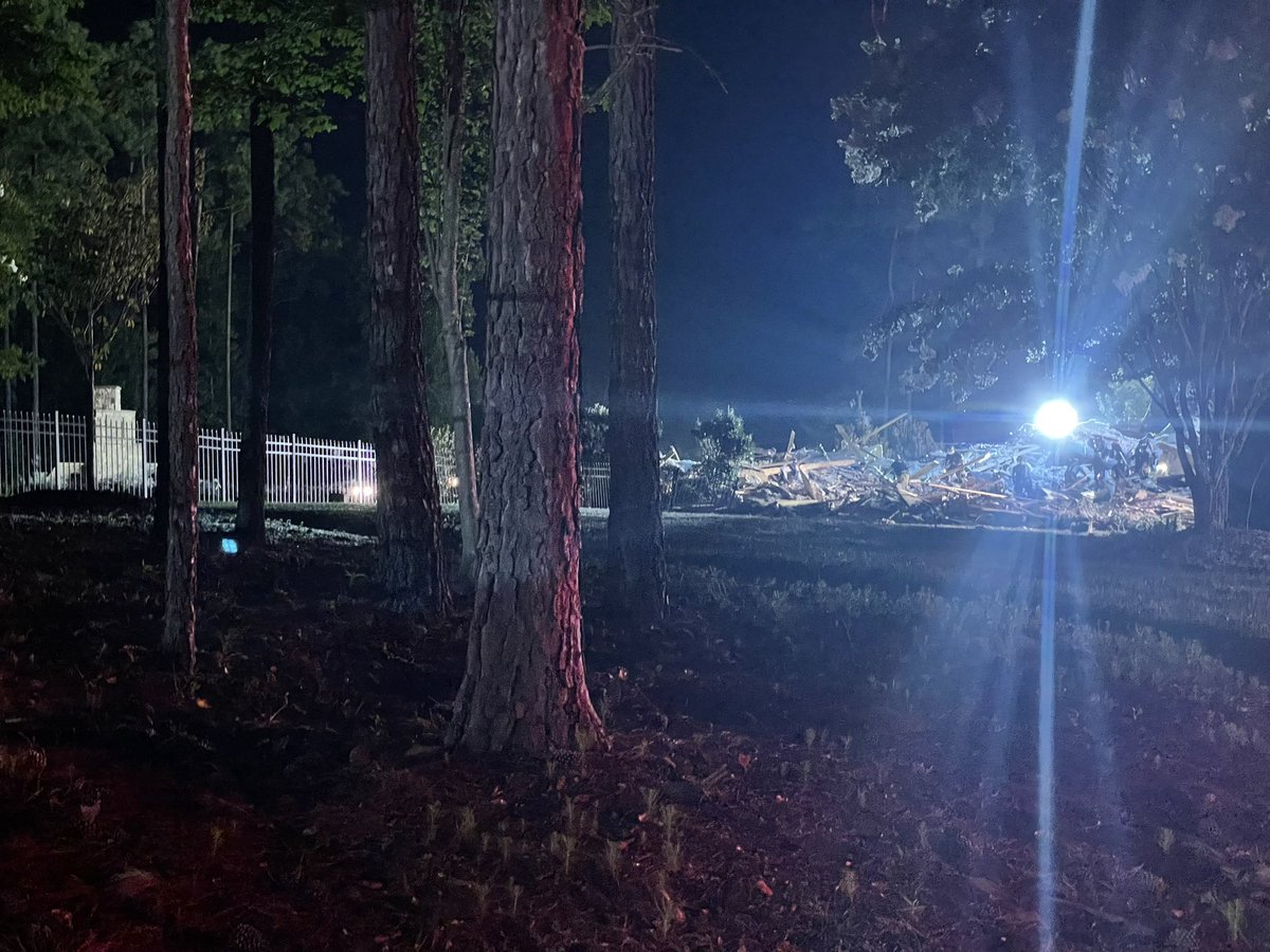 Mooresville  Fire and Rescue crews search the rubble of a Lake Norman area home. Neighbors report hearing an explosion.