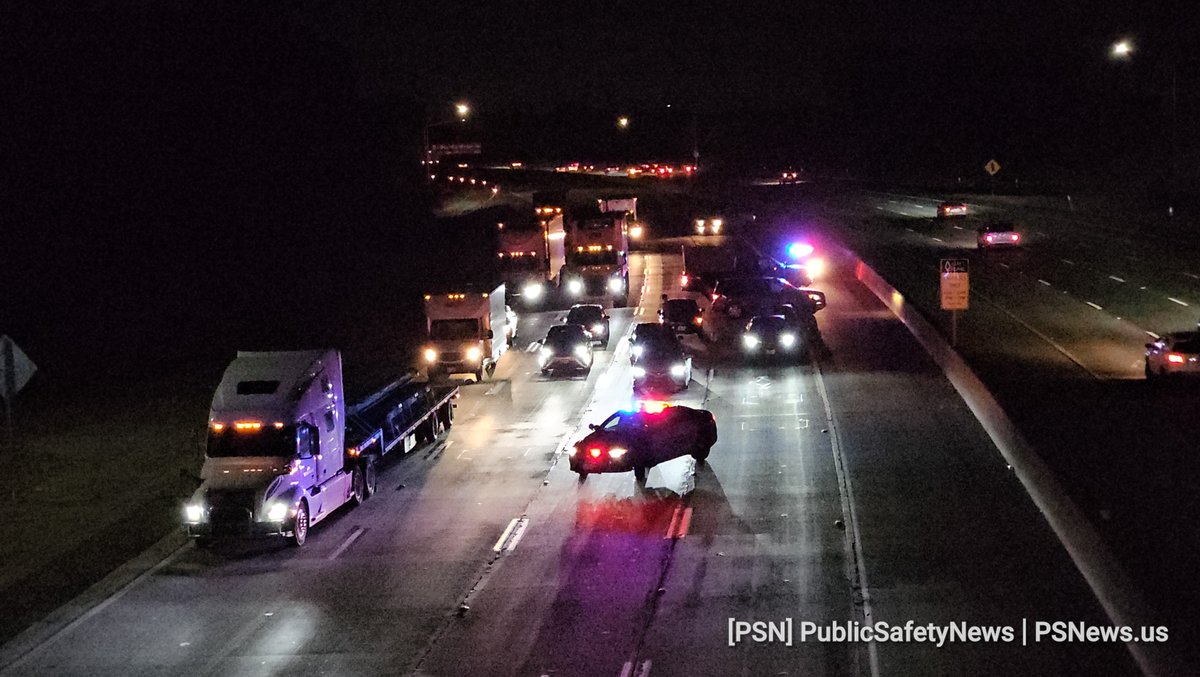 CHP confirms fatal auto-pedestrian accident on Eastbound I-80 at Norwood Ave., closing all lanes. Reports indicate multiple vehicles hit a body under Raley Blvd. Overcrossing. A gray vehicle is crashed into a guardrail.