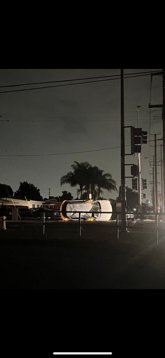 Major traffic accident just occurred on Cypress and Lark Ellen at approximately 12:15am. A vehicle overturned on its side. Power outages has been reported in the area