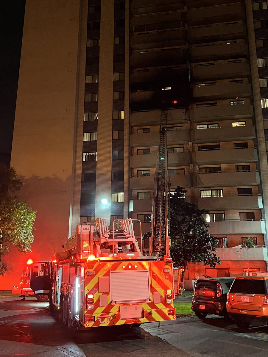 Apartment fire on E.156 north of Lake Shore Blvd in B6. All residents safely out. Fire cause under investigation. 2nd Alarm struck to assist evacuating residents. 60 Firefighters responded to the scene. Crews working to minimize water damage