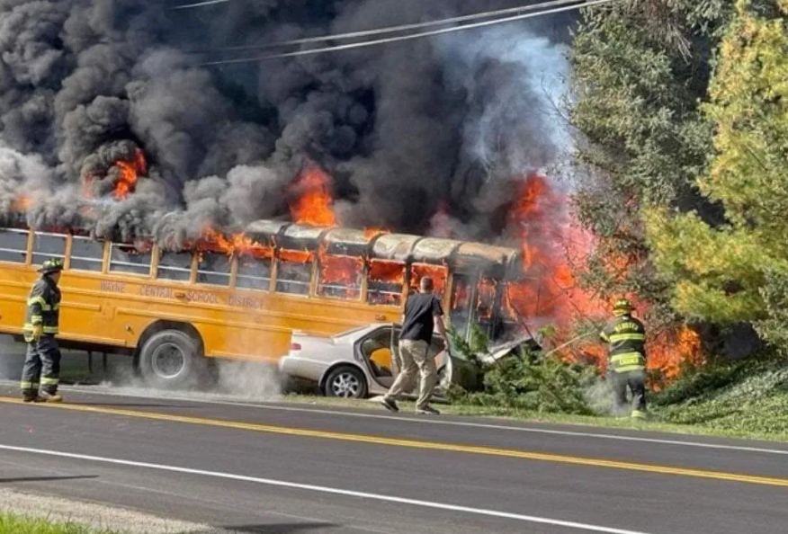 Chaperones, school bus driver credited with saving kids on field trip from fiery, deadly crash