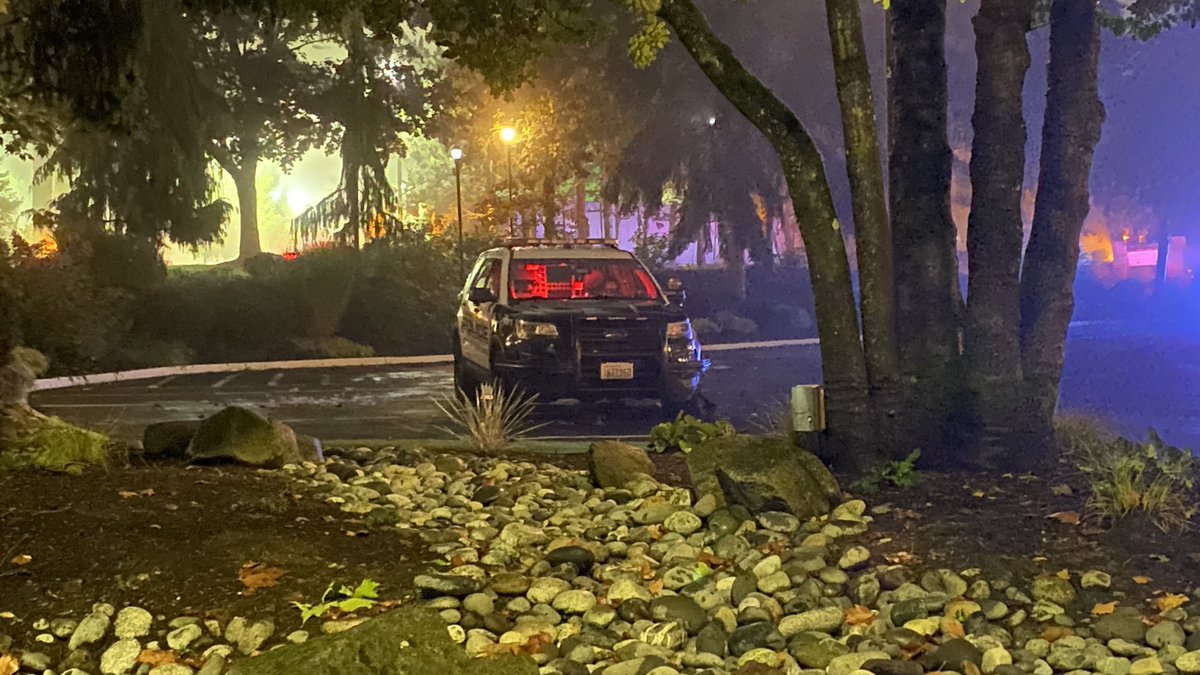 Police and tow trucks on the scene after several teens, a 20yo arrested in Bellevue after stealing Kias and Hyundais. One of them drove a car into an unoccupied Kirkland Police cruiser. 13, 15, 16, 17, 20-year-olds arrested. Looking for 2 more