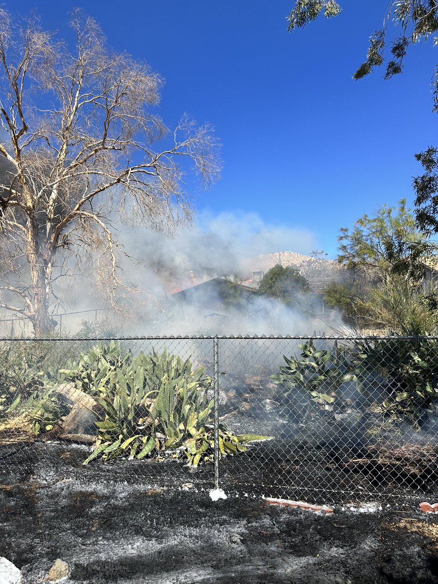 Yucca Valley crews responded to a structure  veg fire in the 56000 blk Buena Vista. Windy conditions, downed power line  and heavy fire found on arrival. One home was heavily damaged. Multiple nearby homes saved