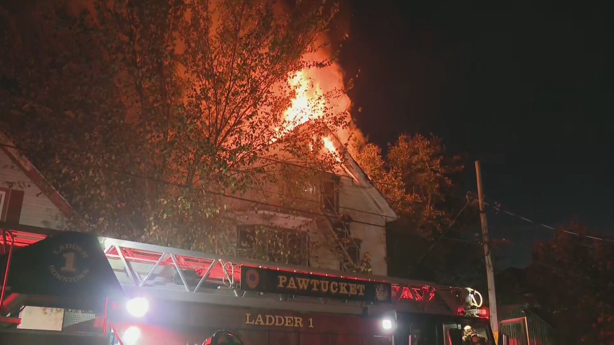 Two firefighters had to go to the hospital after battling this fire in Pawtucket