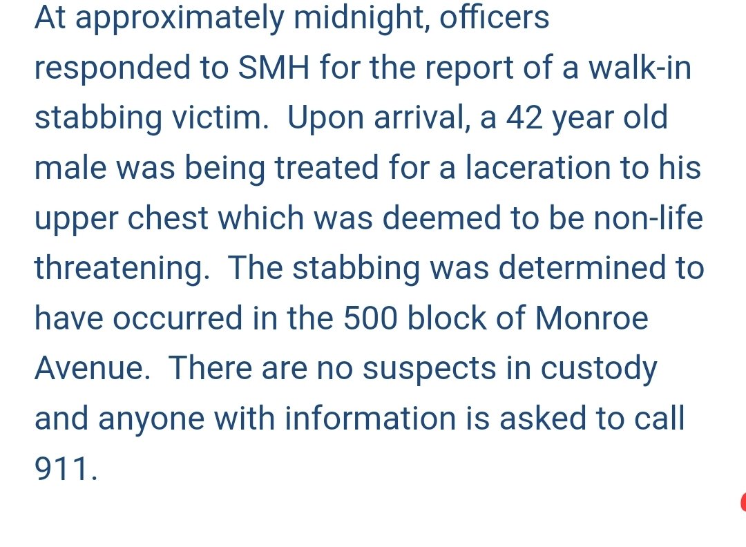 Man stabbed around midnight in the 500 block of Monroe Ave