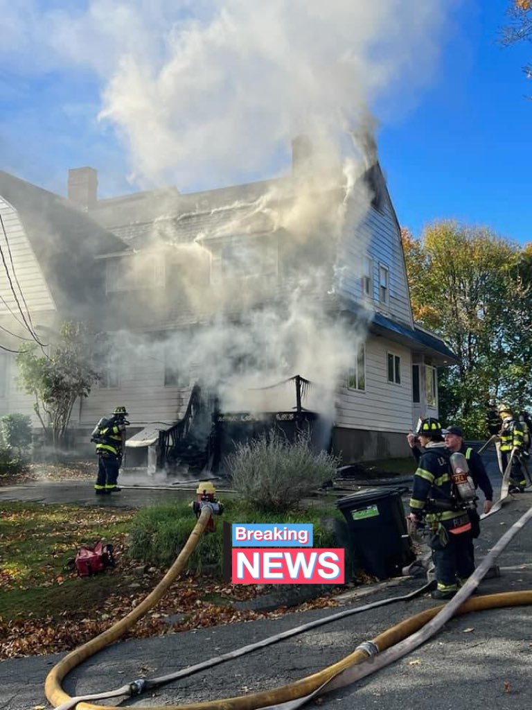 Working fire Peabody Ma , fire scene photo