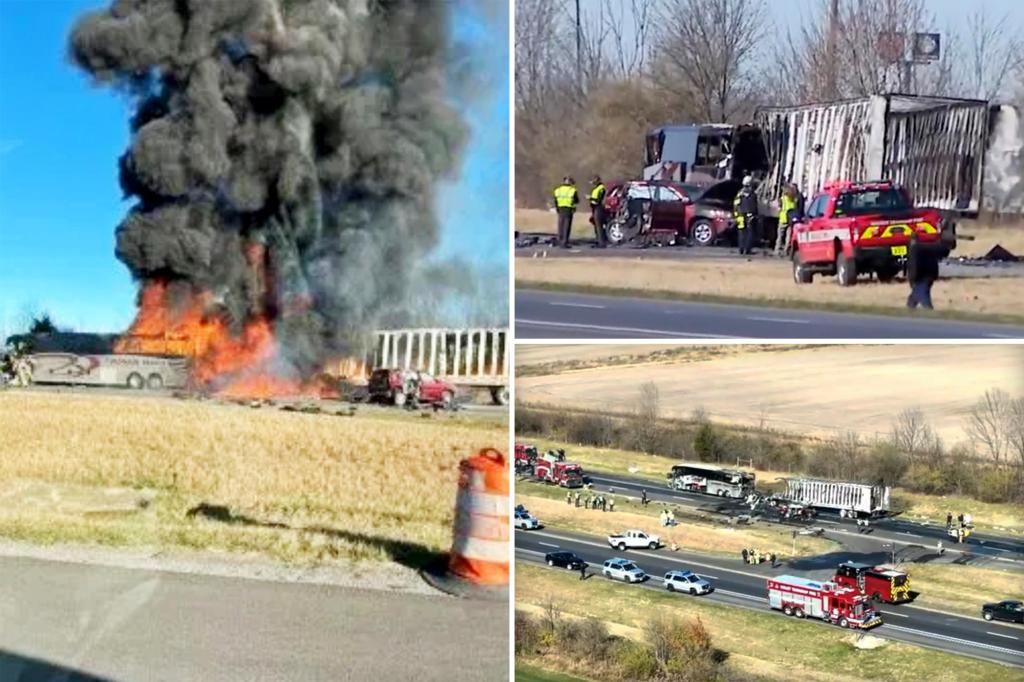 Semitrailer rear-ends bus carrying students in Ohio, killing 3 and sending 15 to hospital