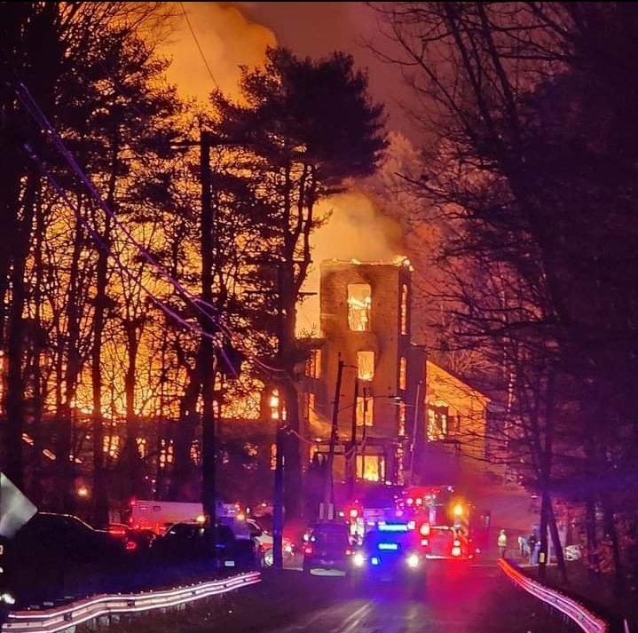 Killingly, CT - Multiple Alarm Structure Fire - Tanker Strike Team Activation - 248 Attawaugan Ballouville Road at Chestnut Hill Road, mill fire with multiple exposures.