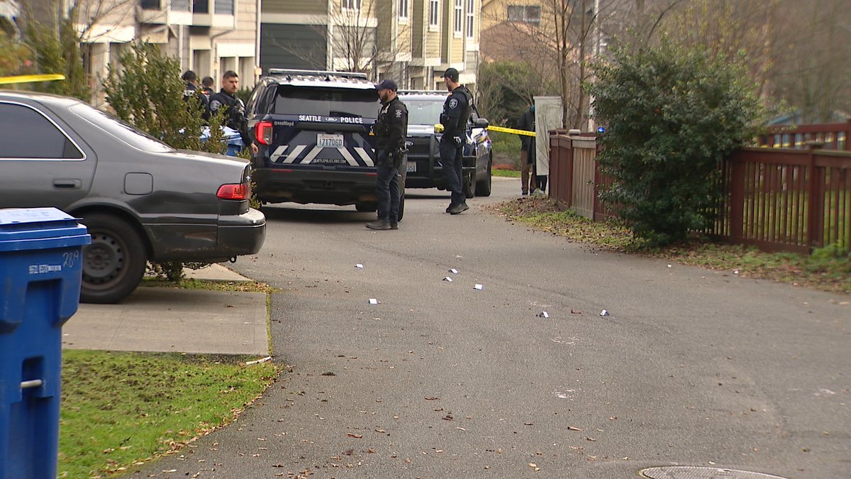 SPD is investigating a shooting in the Rainier Vista neighborhood on S. Columbian Way. There are at least a dozen shell casings in the street and a crashed car nearby.