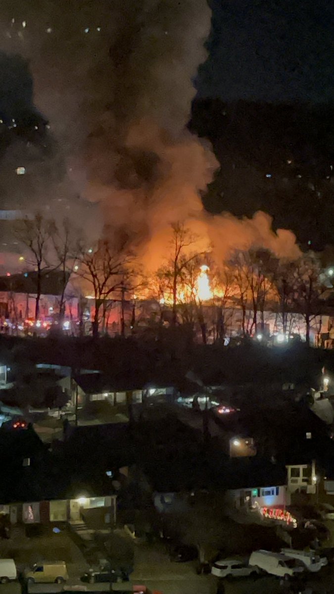 3-alarm warehouse fire on the 4400 block of Wheeler Ave in Alexandria.