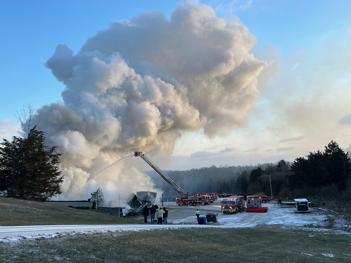 Fire crews were dispatched out to West Harrison this morning for a barn fire