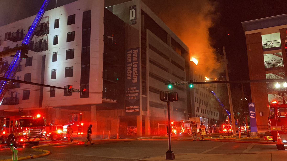 JFRD is working to put out a fire at the Rise Doro apartment building that is still under construction. Firefighters got called out around 9:30 last night.