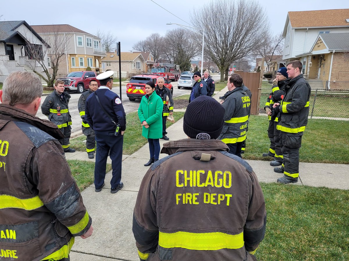 Following the unfortunate fire fatality on the 5400 block of S. Mulligan yesterday, 224, Batt 16, E 32, &amp; T 60 provided residents with smoke detectors and fire safety information