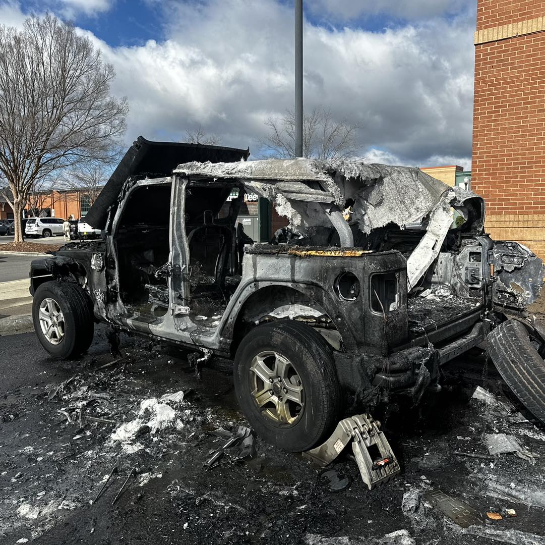 Massive fire engulfs vehicle in Huntersville Wednesday