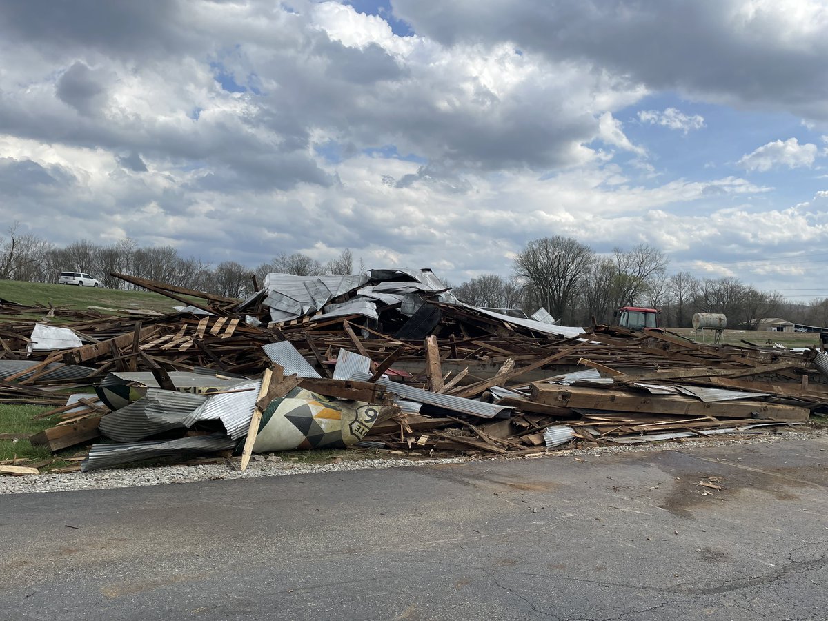 Barn completely destroyed from possible tornado in Jefferson County, Indiana