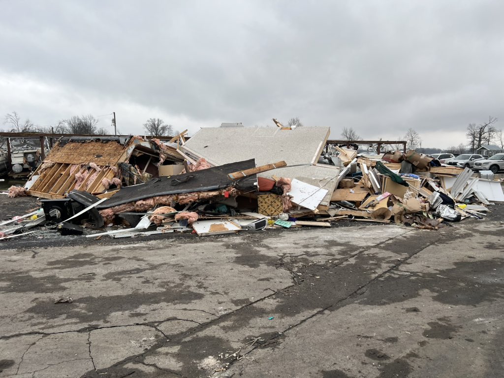 Some of the devastating  tornado damage on Orchard Island, which sits right on Indian Lake.