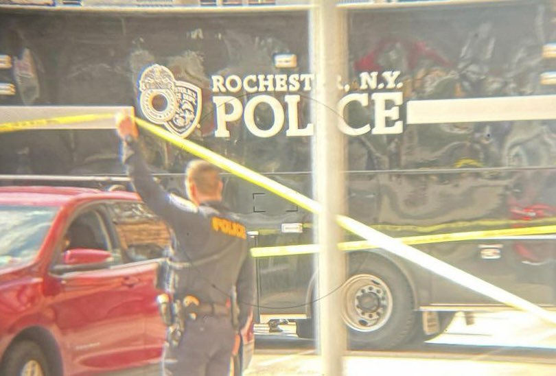 Rochester police are on Andrews Street and St. Paul Street with bomb squad units. The street is blocked off with a large police presence.