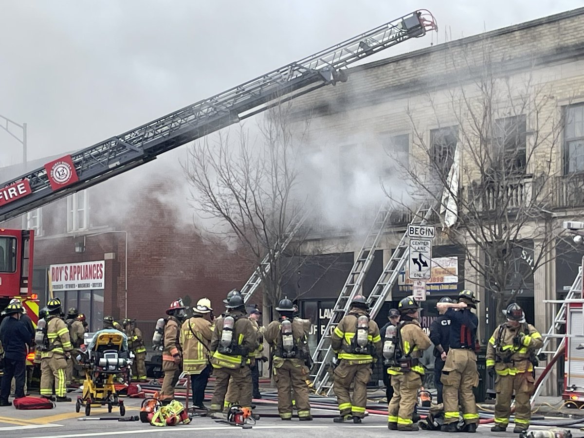 Emergency crews are on the scene of a large fire on West Broad Street.   It appears to of happened in the upstairs portion of this building