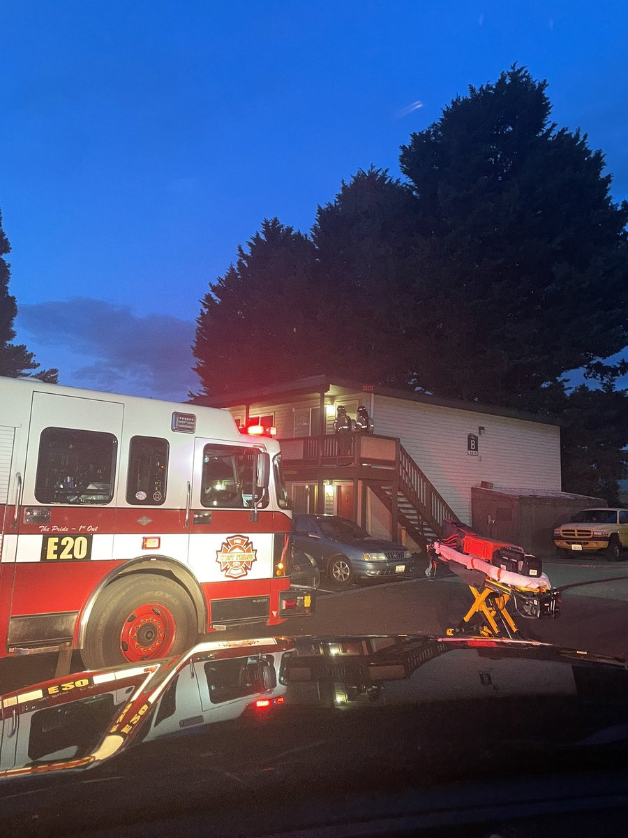 Firefighters at scene of an apartment fire at 3607 112th St SW in Lakewood. Fire contained to one unit.