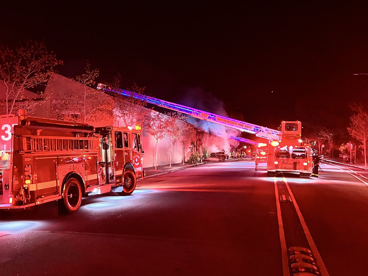 sffd responded to a reported outside car fire  near 595 Newhall Street. This RV fire quickly extended to a warehouse. Crews were able to extinguish the RV fire as simultaneously forcing entry to the warehouse