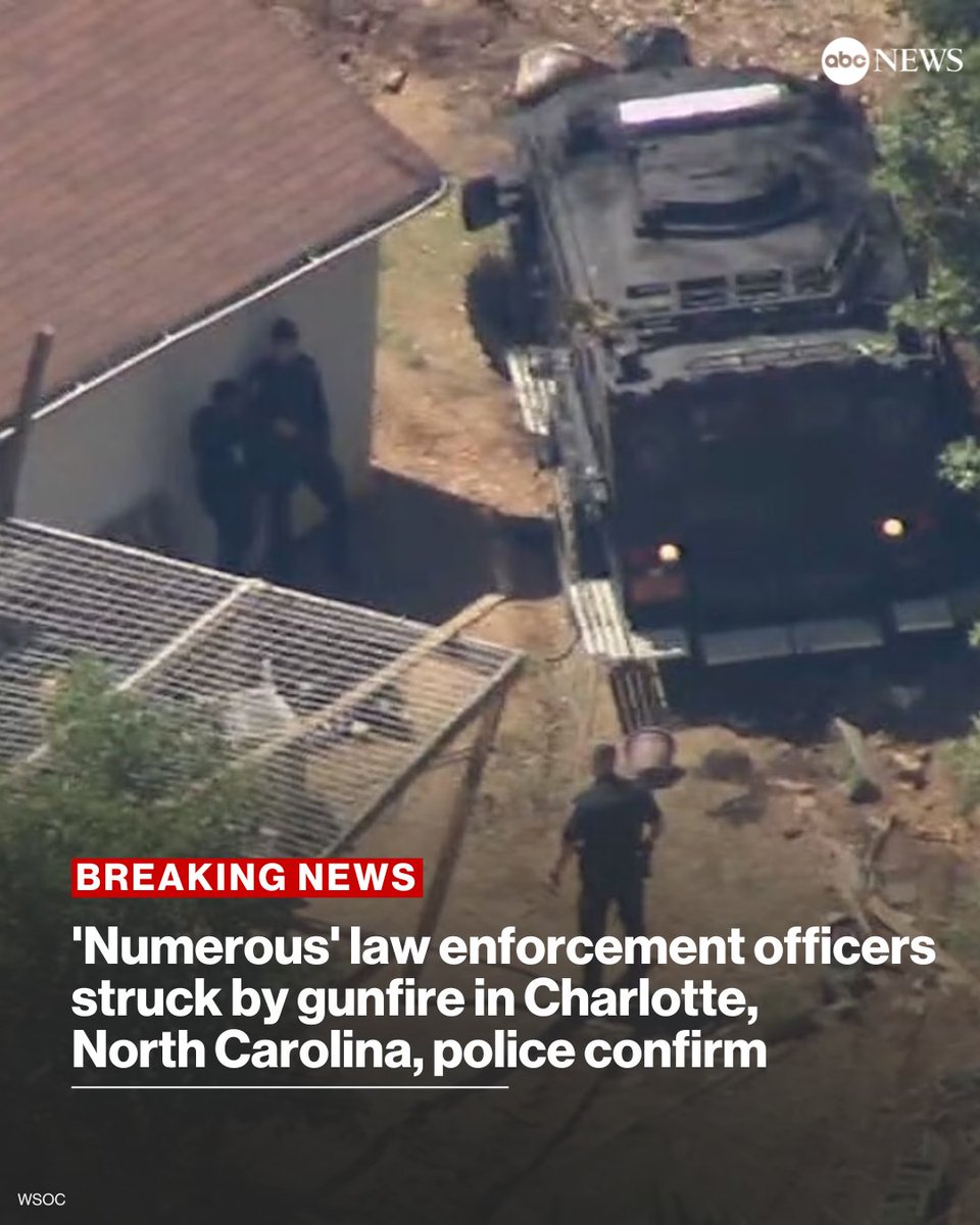 Numerous law enforcement officers were struck by gunfire in Charlotte, North Carolina, on Monday afternoon, police said