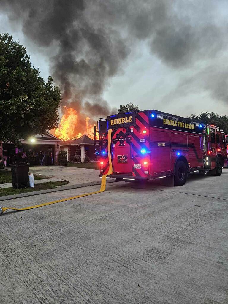 Constables and Firefighters are on scene of a house fully engulfed in the 7500 block of Stallion Trail Drive, in the Saddle Ridge subdivision in Humble.