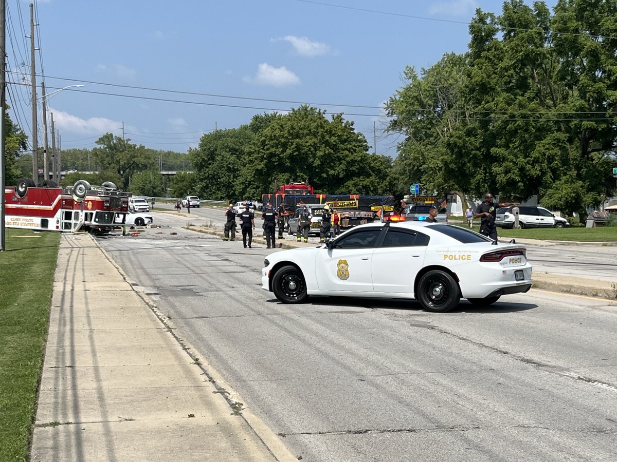 Four firefighters were transported to the hospital after their fire truck overturned Saturday morning