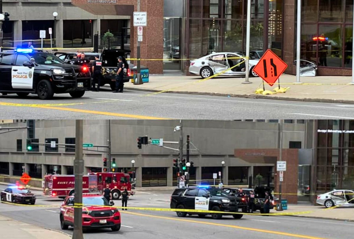 SAINT PAUL: Traffic in the area of 7th St. and Cedar St. downtown was blocked for several hours earlier tonight after a major crash involving a passenger vehicle and a fire rig. There were serious, possibly critical injuries reported for at least one occupant of the passenger