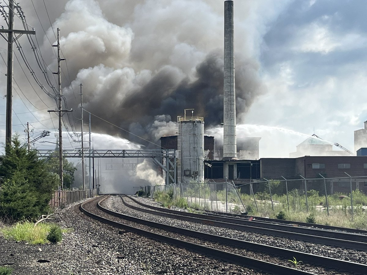 Major fire in Hamilton at the former Beckett Paper Company site, Butler County Dispatch confirms. Reporter Ken Brown is there and says he "just heard a big crashing noise.