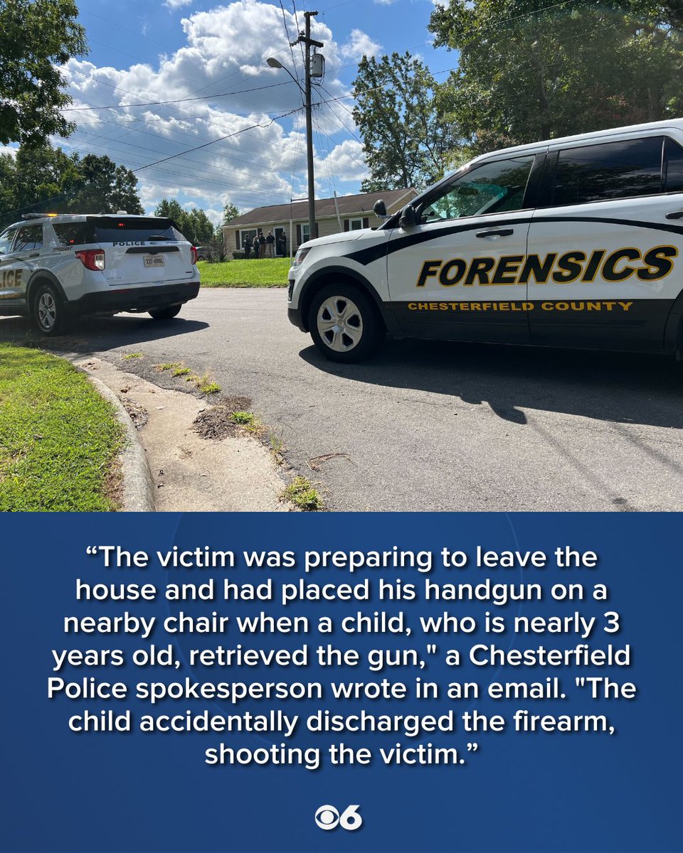 A two-year-old boy shot a man Monday morning in a Chesterfield County, Virginia home, Crime Insider sources told Jon Burkett. Chesterfield Police later confirmed some details to CBS 6 News