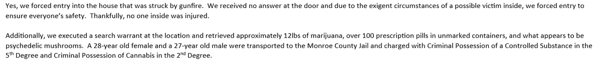 House hit by gunfire on Emerson St. contained over 12 lbs of marijuana and  pills.  Occupants charged