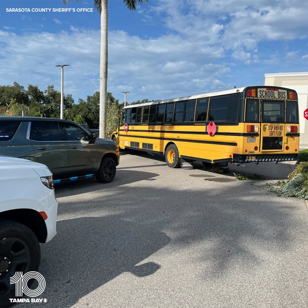 A Sarasota school bus driver died after crashing into cars in a Publix parking lot.