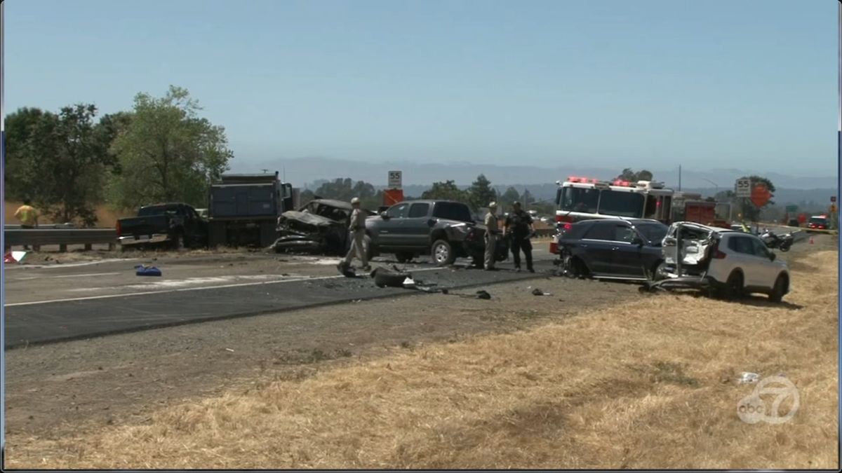 1 dead, 9 injured after truck slams into car causing chain-reaction crash on Hwy 12 in Santa Rosa