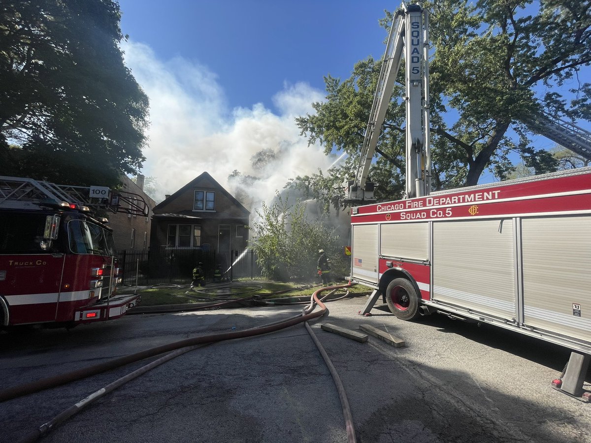 Still and box alarm for fire 6912 south Lowe.     2.5 story frame.  Heavy fire with exposure to the north.  All companies working unoccupied structure with four lines on fire