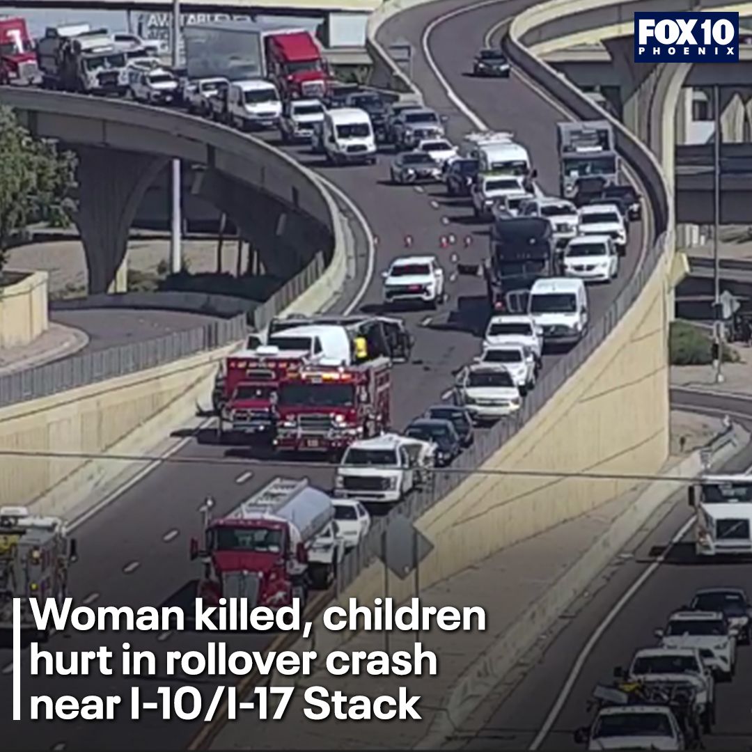 A woman is dead, and two children are seriously hurt following a rollover crash along a Phoenix freeway