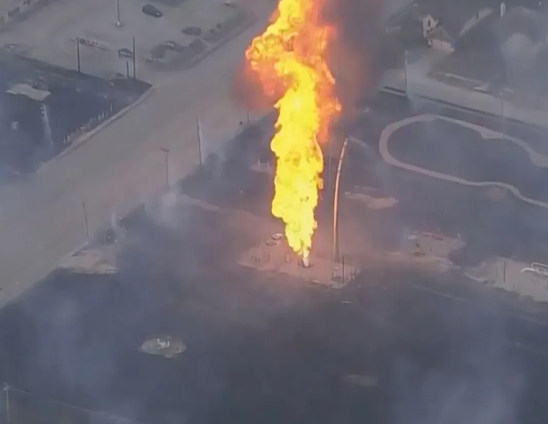 Massive pipeline fire in suburban Houston forces neighborhood evacuation